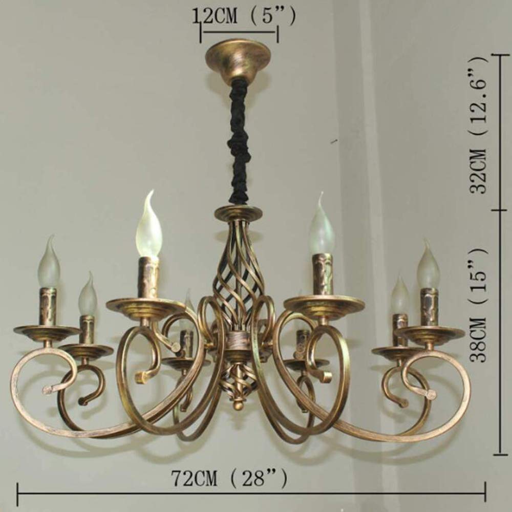 Rustikal Kerze Kronleuchter Antik Pendelleuchte Industrie Deckenleuchte Retro Metall Hängeleuchte E14 Höhenverstellbar Klassisch Hängelampe Für Wohnzimmer Esszimmer Schlafzimmer Bronze,8 flammes