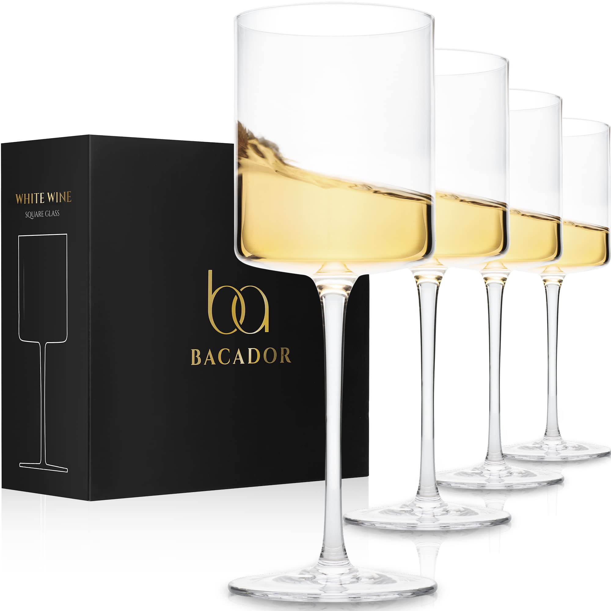 Buy Square Wine Glasses Set of 4 Cylinder Design ideal for White and