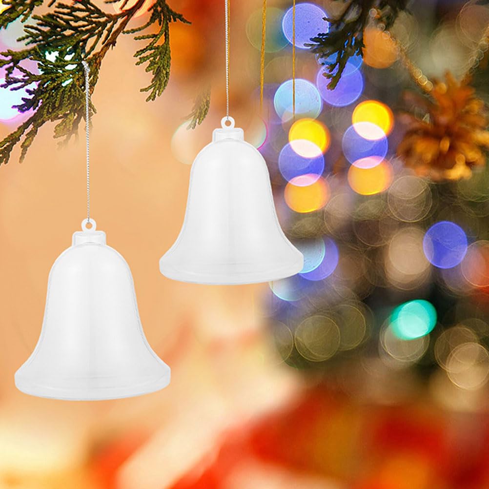 LOGOFUN 6PCS Christmas Balls Ornaments Xmas Tree Bell Hanging Decoration Plastic Shatterproof Bell Pendants for Wedding Holiday Party Supplies