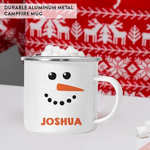 Miniatura 9 de Andaz Press Taza de café personalizada de acero inoxidable con chocolate caliente de Navidad para niños, 11 onzas, muñeco de nieve con nariz de