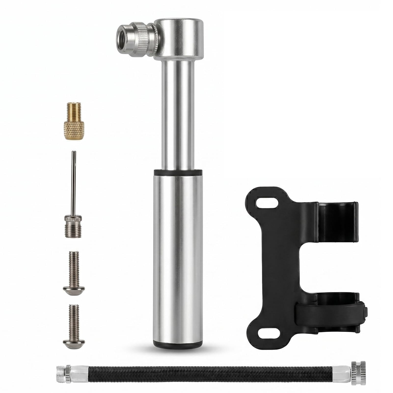 Mini Fahrradpumpe, Mini Luftpumpe,Minipumpe Fahrrad Hochdruck 120psi Kraftsparend Aluminium Fahrradpumpe Mit Rahmenhalterung Für Rennrad Mountainbike Ball