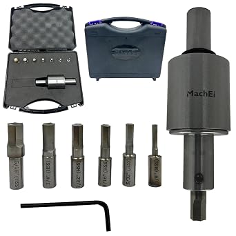MachEl Next - Gen Straight Shank Rotary Broach Set with 7-Piece HSS Hex Punches 3/4"19.05mm Drawbar Thread Straight-Hex