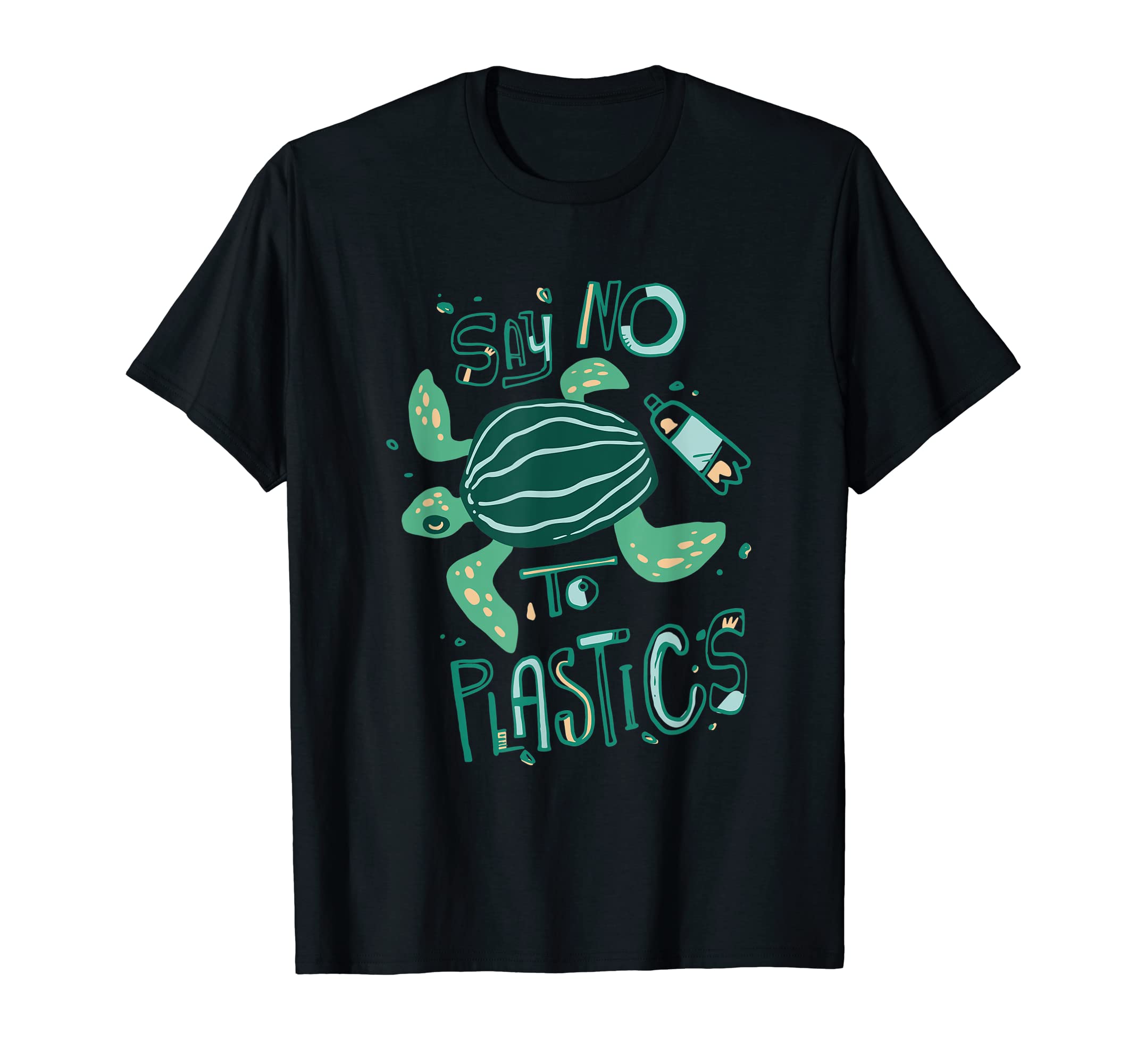 Eco Conscious Designs by Intuitive WaveSay No to Plastics Sea Turtle Eco-Conscious Earth Day T-Shirt