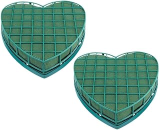 DOITOOL 2Pack Wet Floral Foam Heart Shaped Foam with Suction Cup Tray Mud Foam Kit for Wedding Centerpiece Party Decoration DIY Floral Arrangement (7.8 X 7.4X 1.5inch)