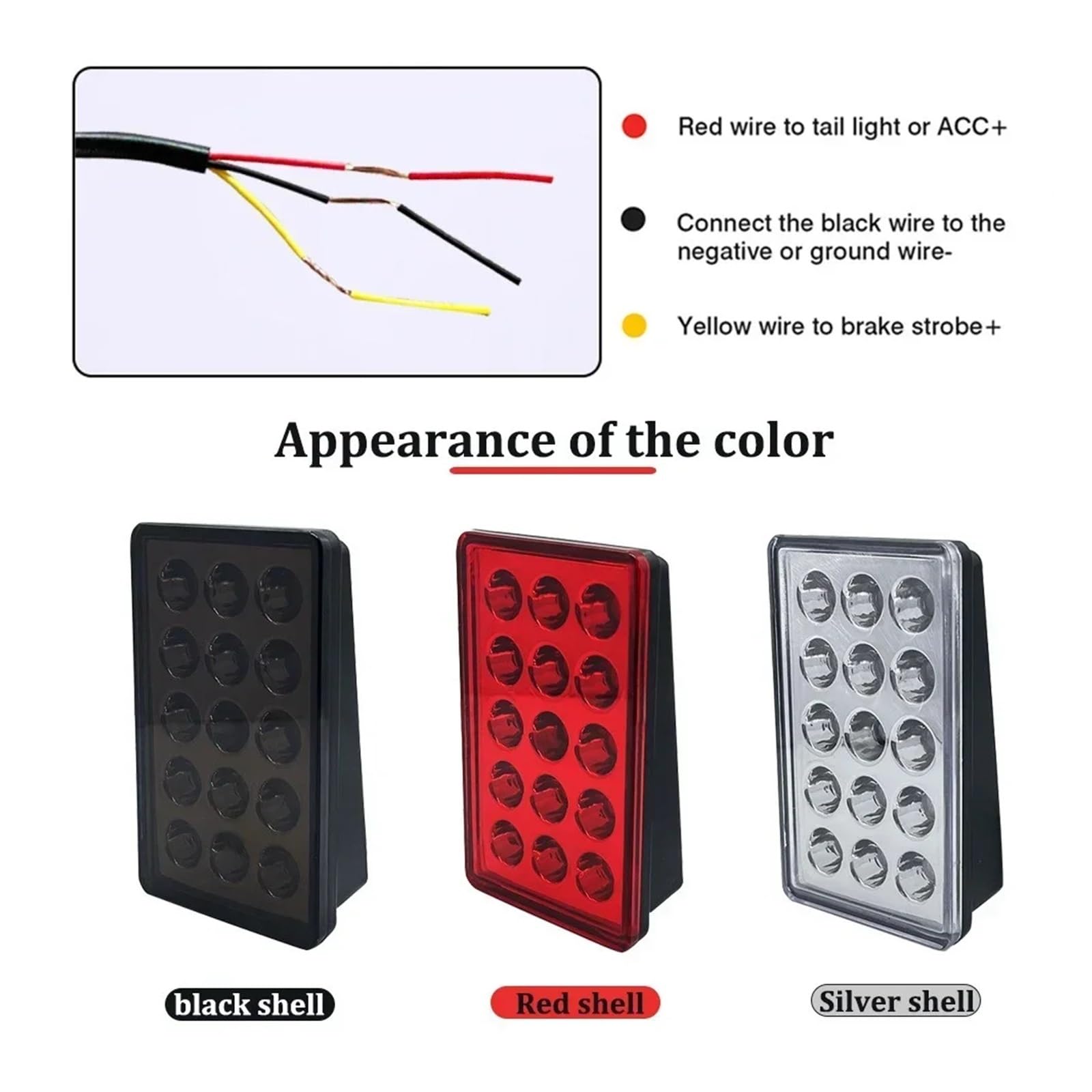 Luci di Frenata A LED Stile F1 12V 15led Posteriori Auto Flash Avvertimento Arresto Retromarcia Lampade Segnalazione per Auto SUV Moto Coda Indicatori