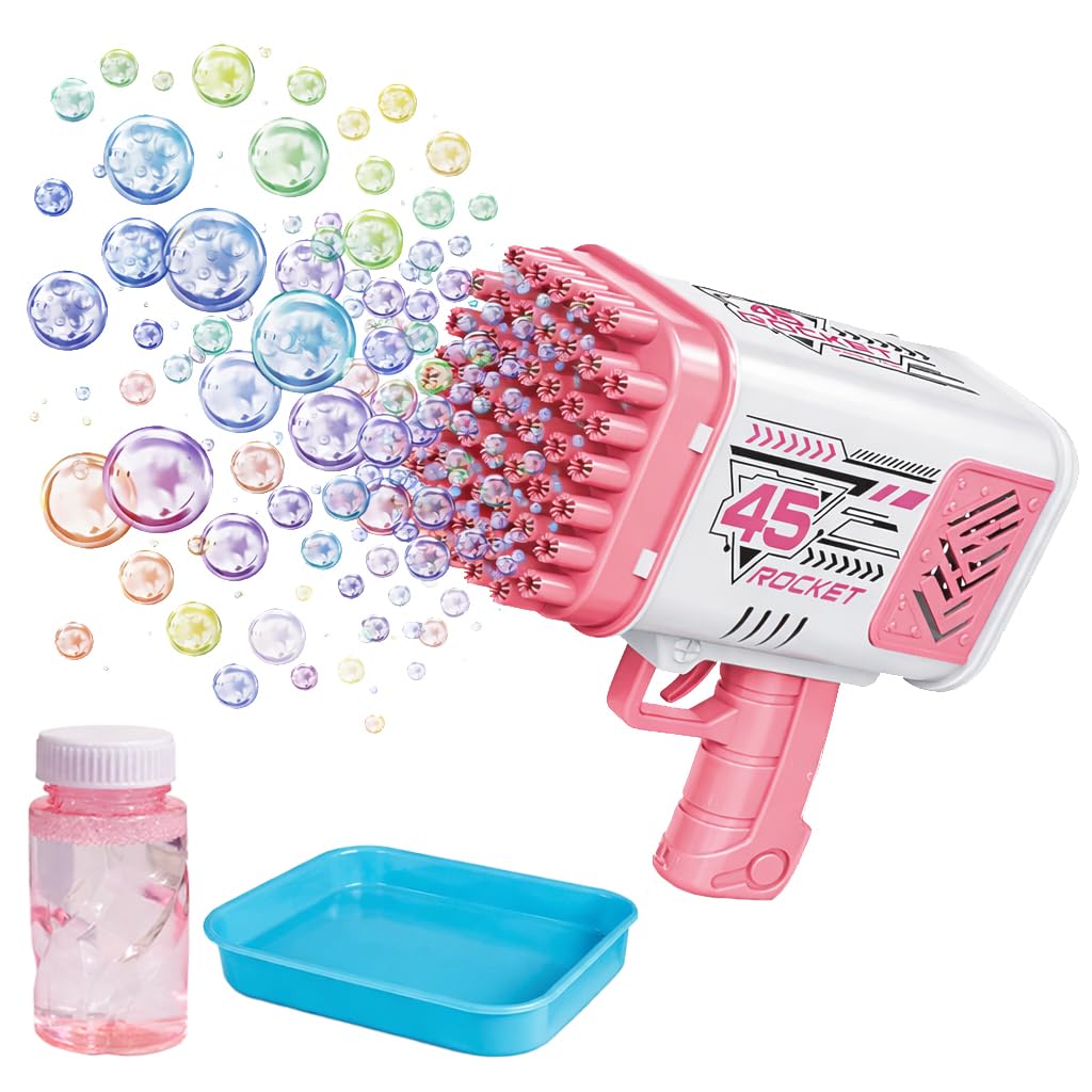 FunBlast Bubble Gun Machine – Electric 45 Holes Big Powerful Machine Bubble Maker Gun Toy for Kids, Bubble Blaster Gun with Solution (Battery Not Included) (Pink)-image-15