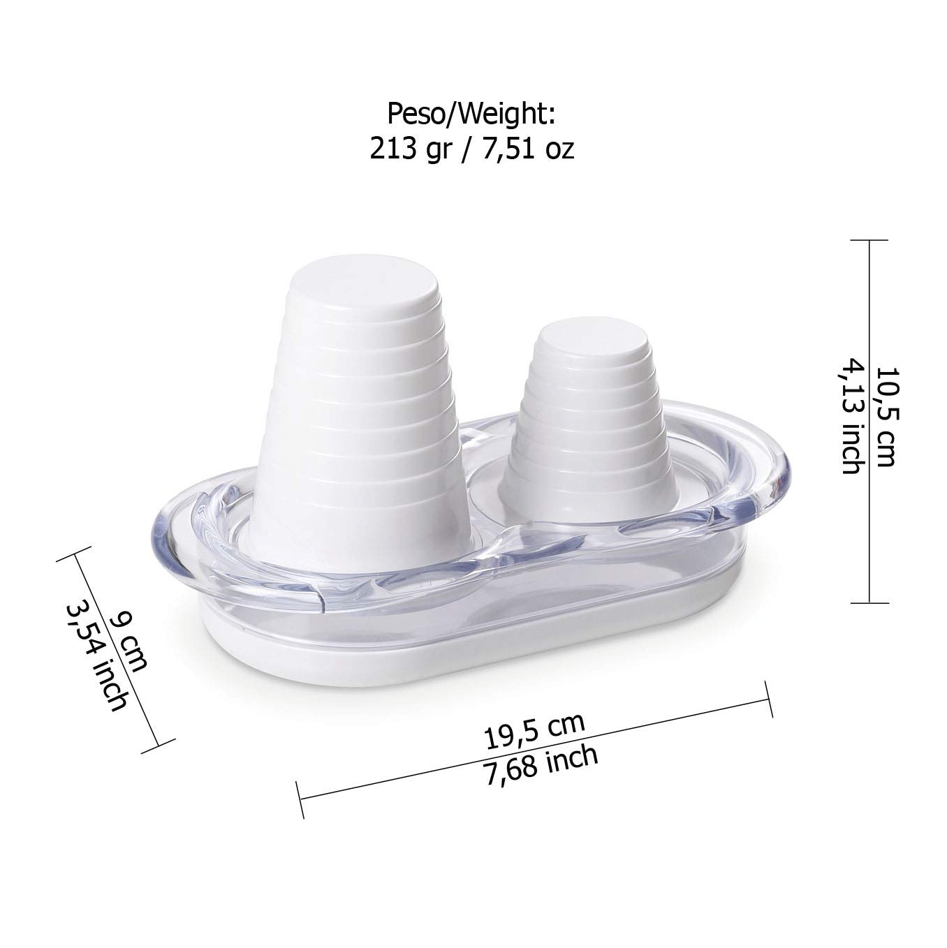 Omada Design Double Cup Holder for Water and Coffee Glass Happy Drink Line, White, 1 Unità (Confezione da 1) - Image 4