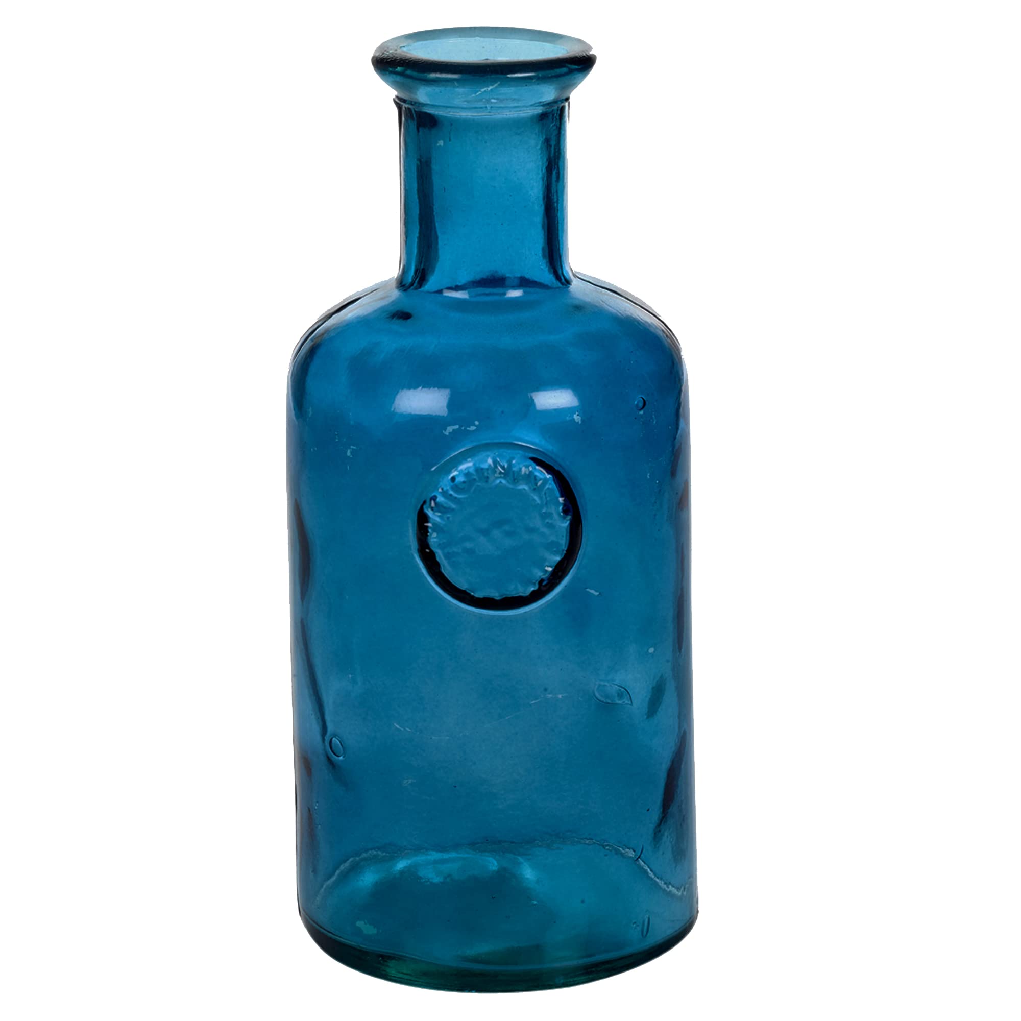 Large Tall Recycled Coloured Glass Vase Flowers Centre Piece Home Decor (27cm, Blue)