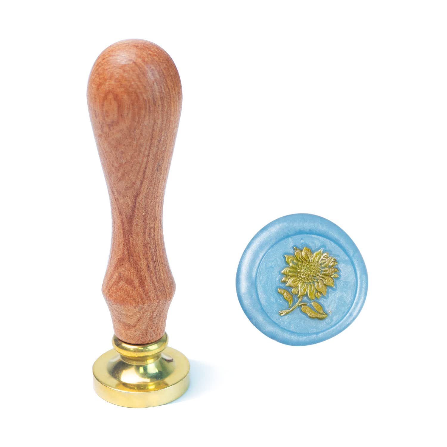 Wax Seal Stamp, ANBOSE Flower Sealing Wax Stamp with Removable Brass Head Wooden Handle, Sunflower Wax Sealing Stamp for Envelope Sealing Wax โ image 1