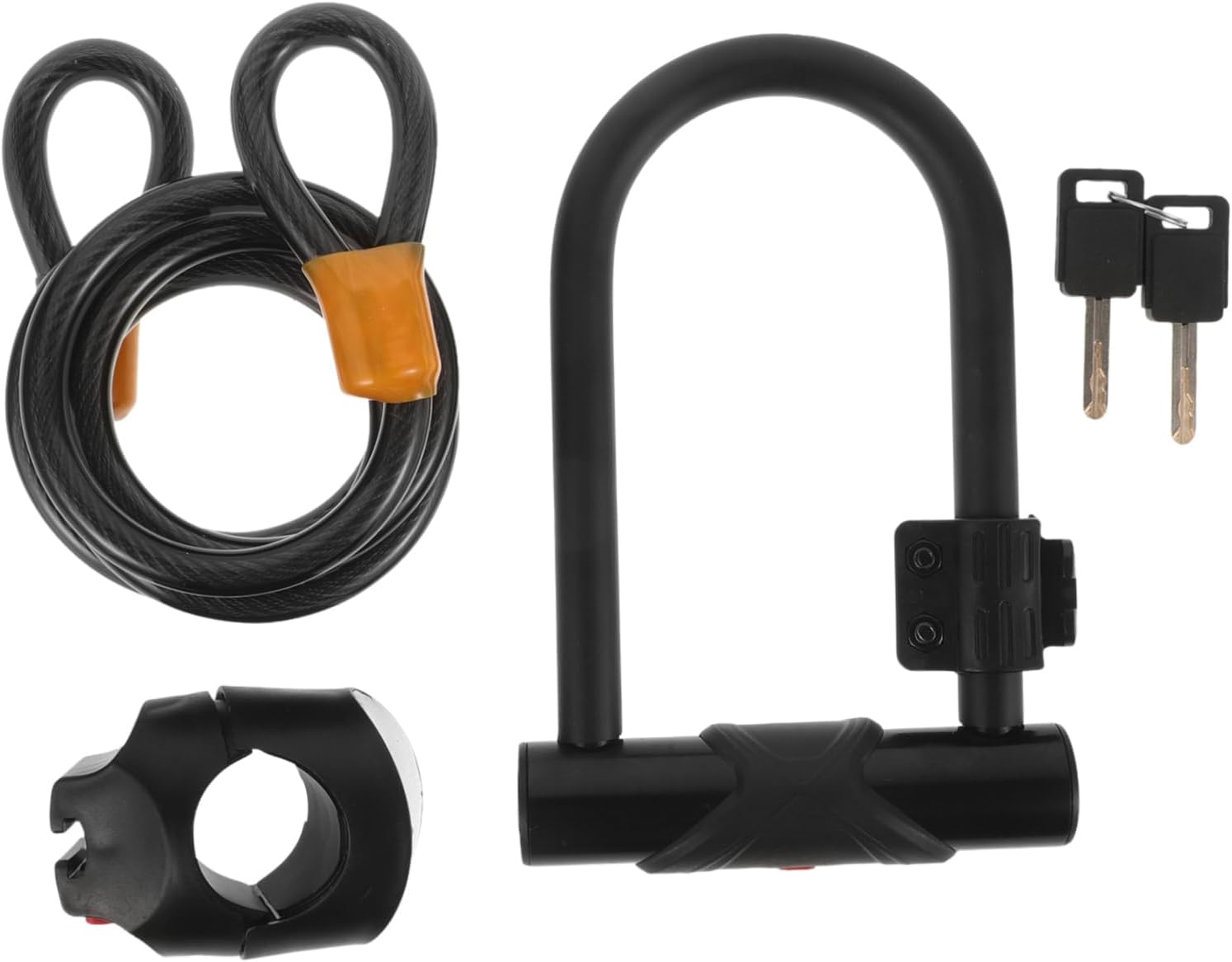 SUPVOX Heavy Duty U-Lock Steel Cable for Outdoor Cycling Security Theft Bicycle Lock Black and Orange Scratch-Resistant for Road and Mountain Bikes