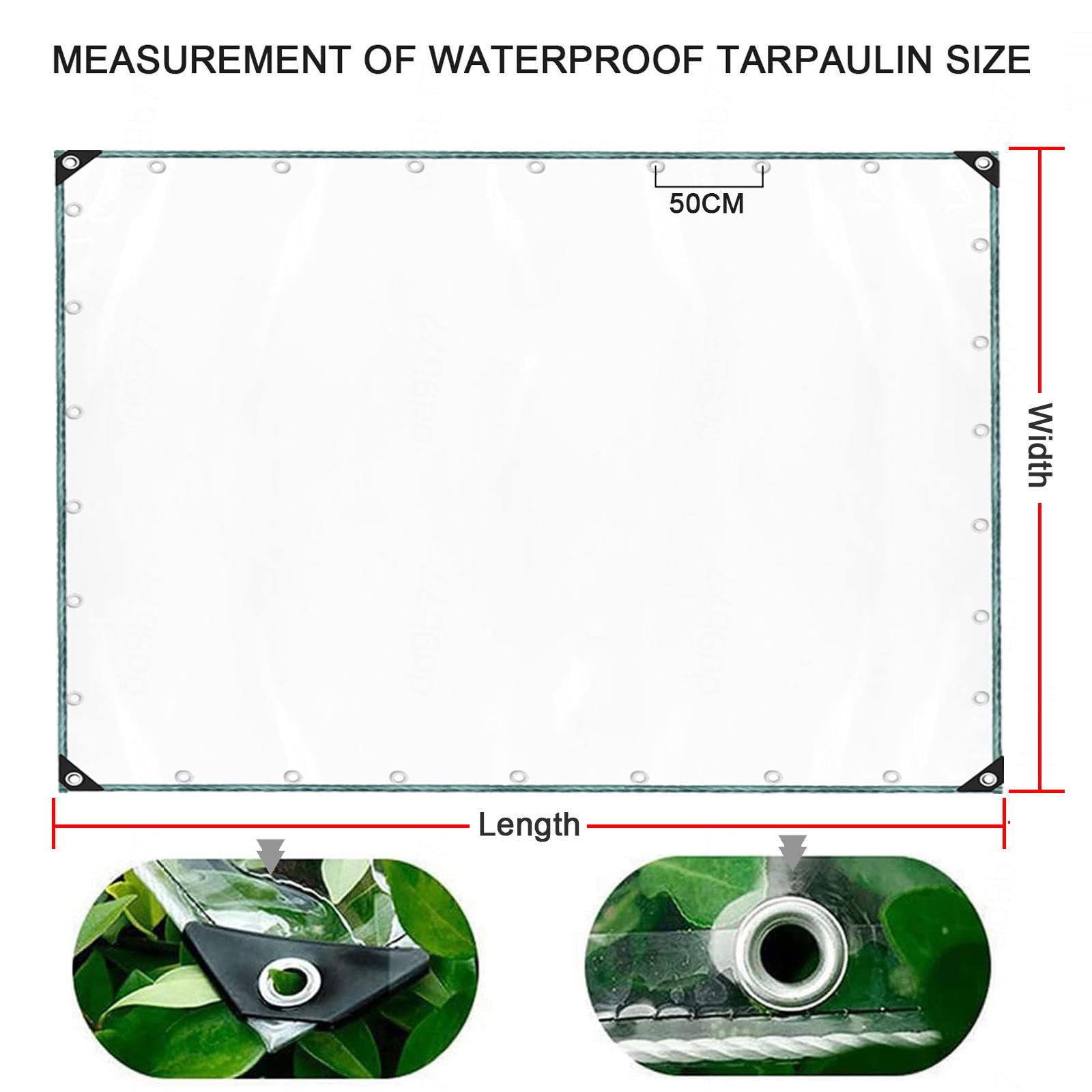 Schwere Pvc Wasserdichte Regendichte Plane,0,3mm Plastik Klare Wasserdichte Abdeckplane,Außen Regen- Und Sonnen Schutzplane,Reißfeste Zeltplane,LxW-3x2.5m/9.8x8.2ft