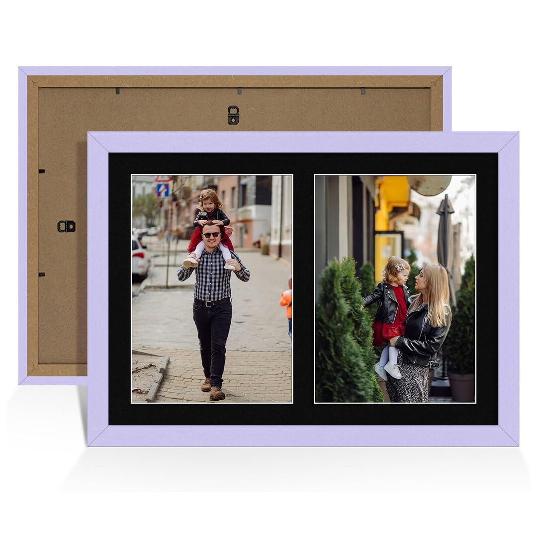 Alison Kingsgate Purple 20x14 Photo frames for multiple pictures -2 Apertures Collage Frame with Black Mount - Holds (2x) A4 Photos - Engineered Wood & Perspex โ image 1