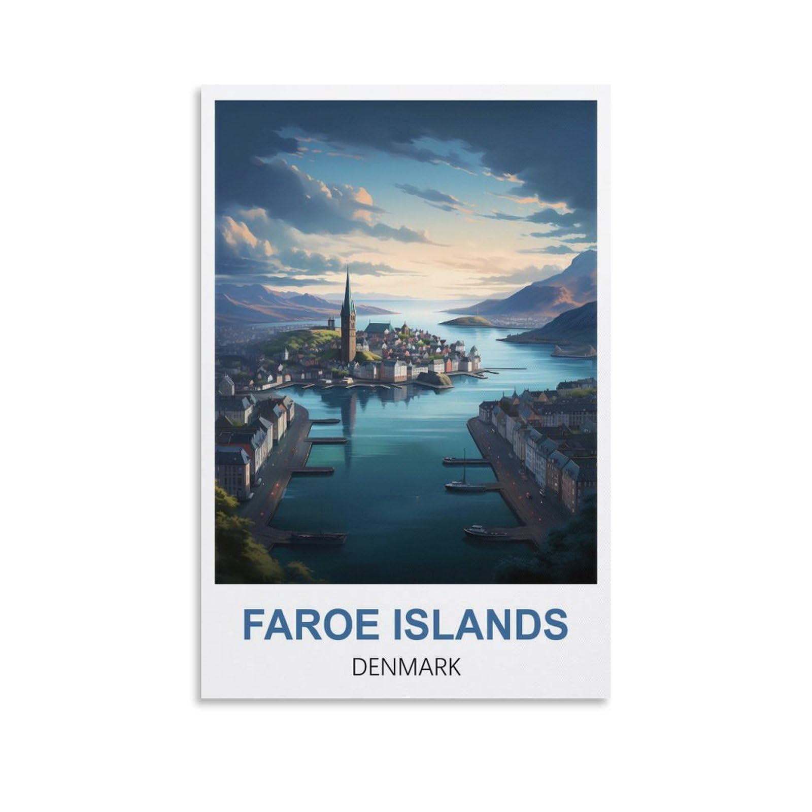 EZMLFA Diamond Painting Kits for Adults,Faroe Islands Denmark 5D Diamond Painting Kit for Adults Beginners, DIY Full Round Drill Gem Art Kits for Home 40x40cm