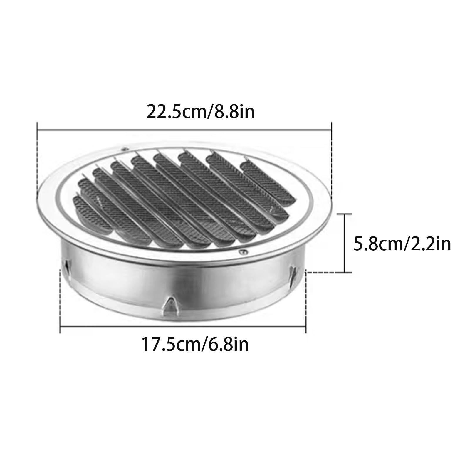 Lüftungsgitter Rund Abdeckung Edelstahl, Belüftung Insektenschutzgitter, Lüftungsgitter Edelstahl, Edelstahl Ablufthaube Lüftungsgitter, für Küche, Schlafzimmer, Bad, Büro ( Color : Silver , Size : 17