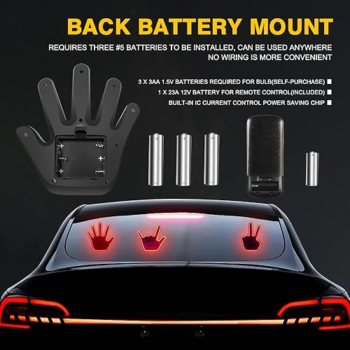 Miniatura 4 de KaiDengZhe Luz LED de gesto cómica para el dedo del coche con control remoto, accesorios ideales para regalar para automóvil, divertido letrero de