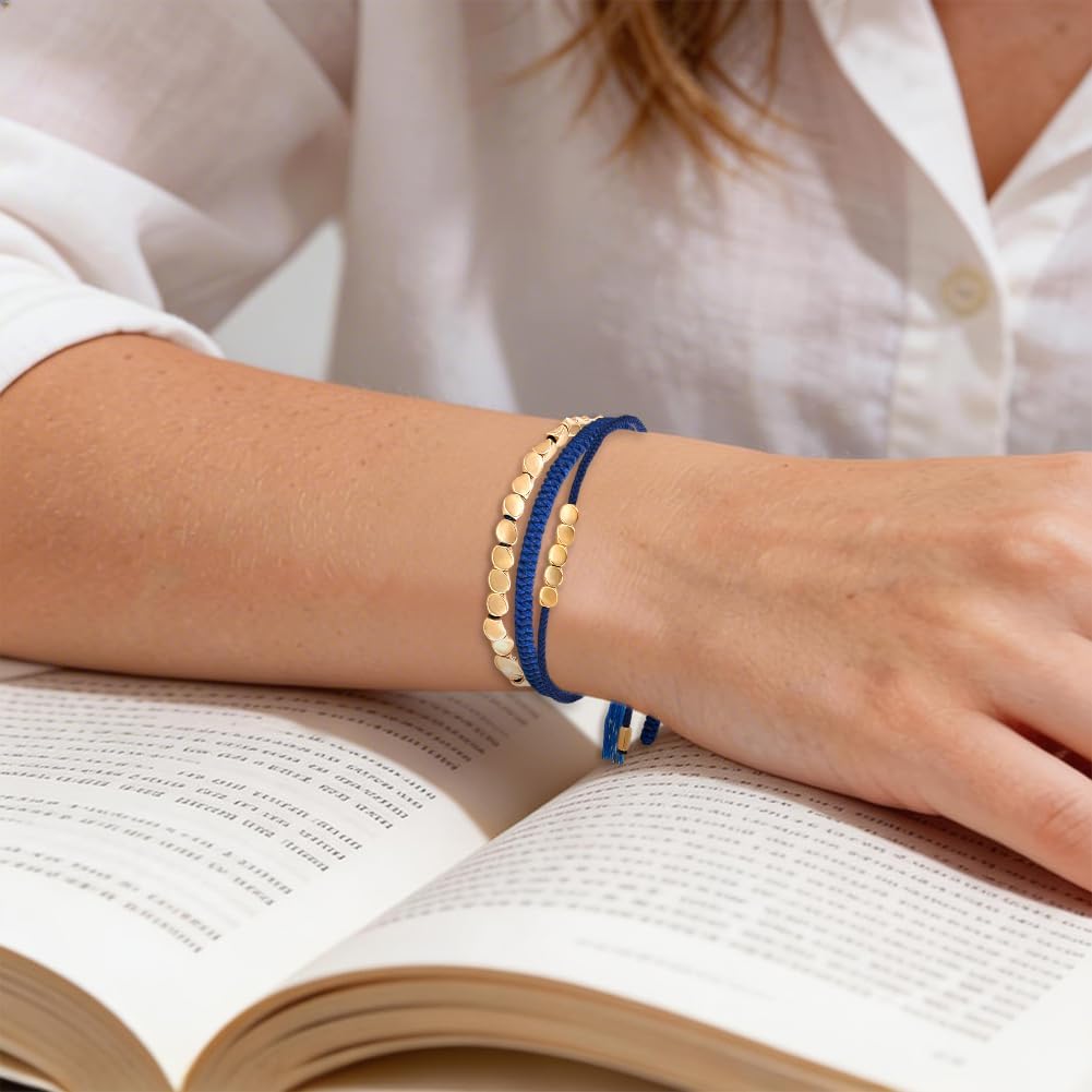 3 PCS Handmade Tibetan Copper Beads Bracelets, Adjustable Healing Protection Blue Braided Cotton Rope Tibetan Bracelets, Positive Energy Spiritual Handmade Buddhist Copper Bracelet, Lucky Amulet Rope Copper Bracelet Jewelry for Women Men, Includes Gift Box