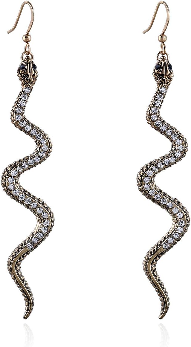 OUMOU Vintage Alloy Teardrop Earrings with Snake Shape for Women Girls