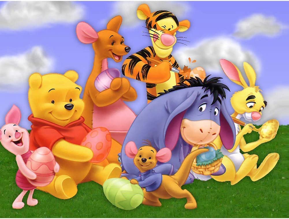 WHYCJXWL Diamond Art Kits for Adults and Kids, Full Drill Round Rhinestone Paint with Diamonds, Winnie The Pooh Diamond Painting (12X16 Inch)