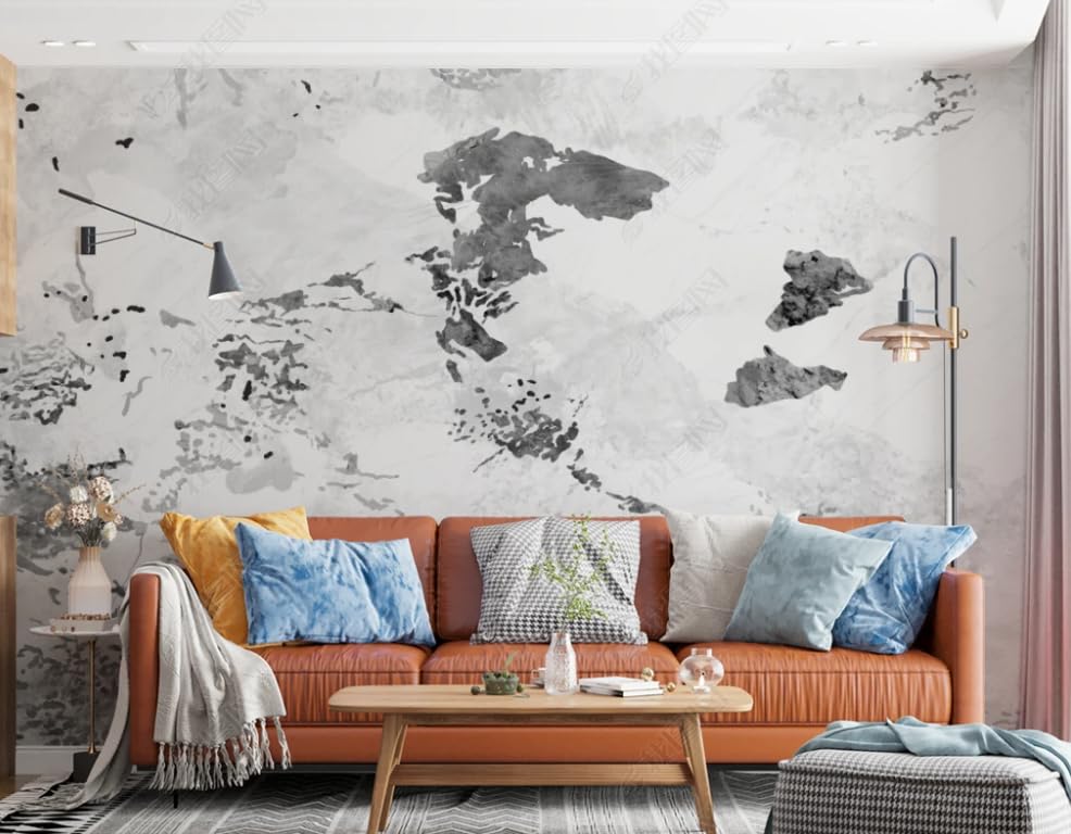 Papier peint intissé motif marbre blanc gris poster geant mural salon restaurant