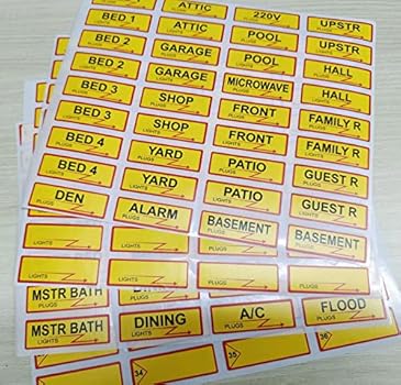 Yellow Circuit Breaker Box Labels Weatherproof Fuse Box Stickers 0.5 X 1.5  Inch Plugs and Lights Circuit Breaker Directory Fuse Panel Marker Sign for  ...