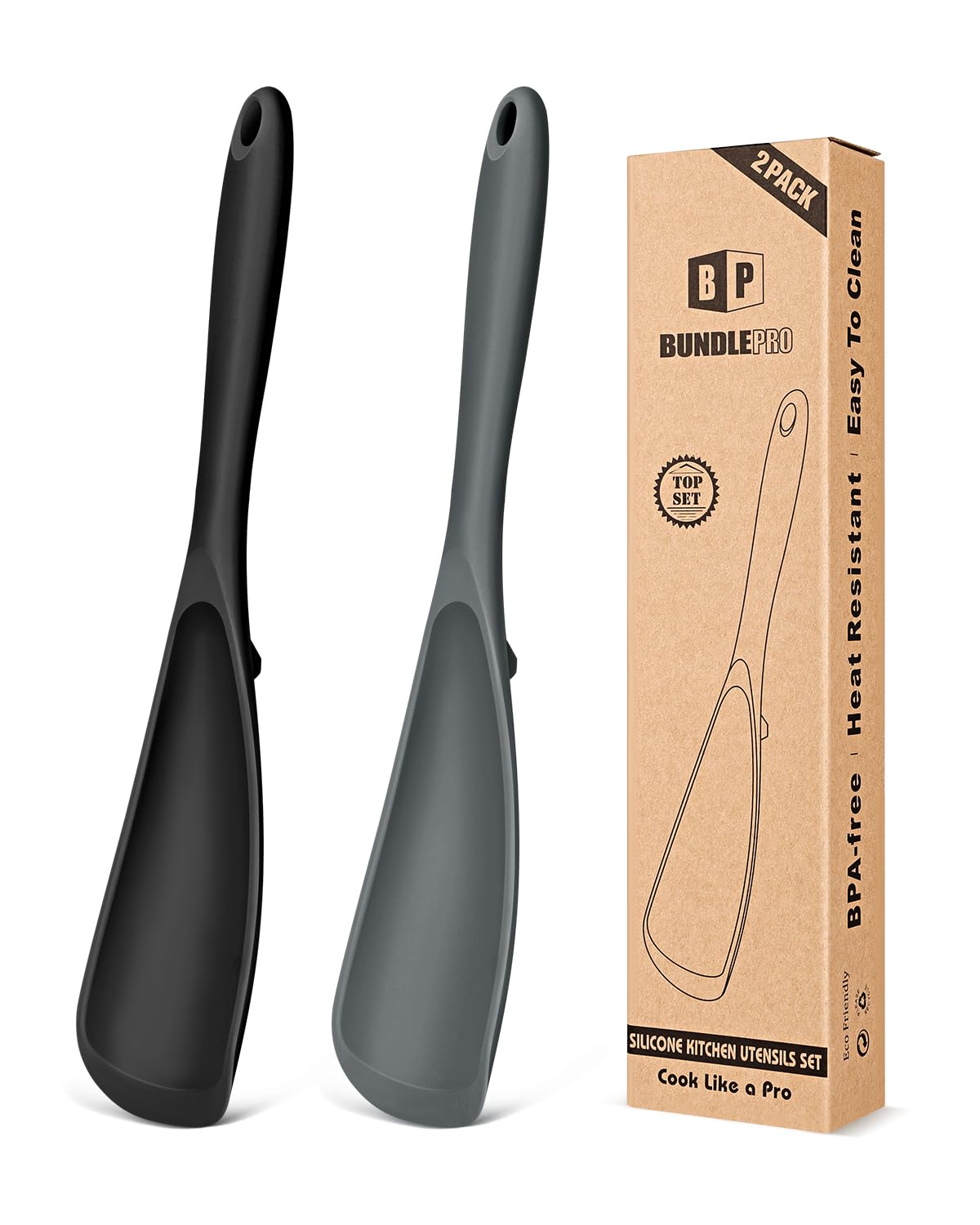Pack of 2 Cooking Spoons for Non Stick Cookware Multifunction Spatula Spoon BPA-Free, One-Piece Design