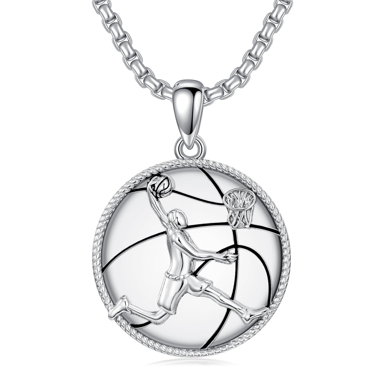 Taekwondo/Fußball/Basketball/Hockey Halskette für Herren 925 Sterling Silber Never Give Up Sport Anhänger Kette Sport Schmuck Geschenk für Männer Sportliebhaber