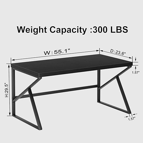Miniatura 61 de HSH Escritorio gris para computadora, escritorio industrial de madera y metal para oficina en casa, escritorio rústico para computadora portátil