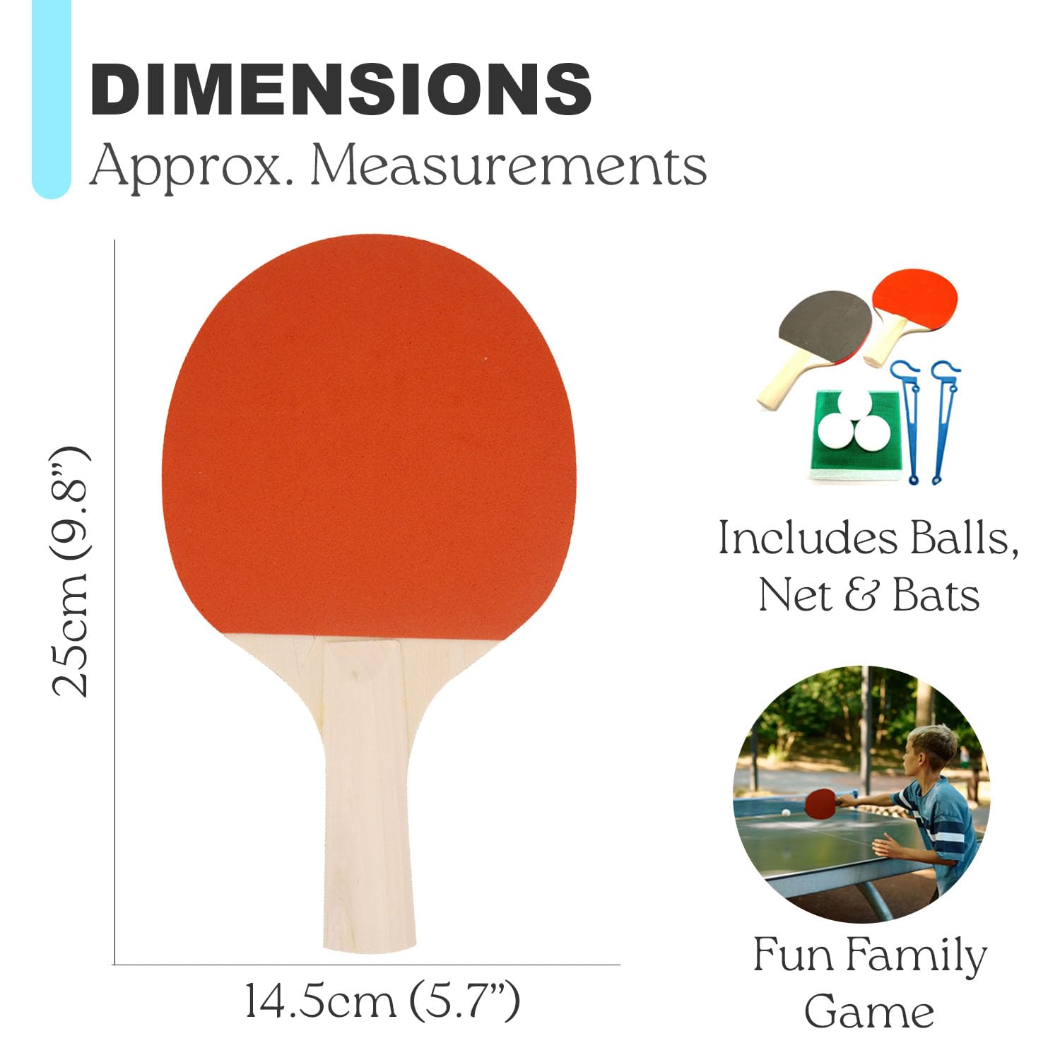Table Tennis Set - Ping Pong Set including 2 Bats, 3 Balls, Net, 2 Net Clips, for Indoor and Outdoor Use Portable Travel Pingpong - Image 2
