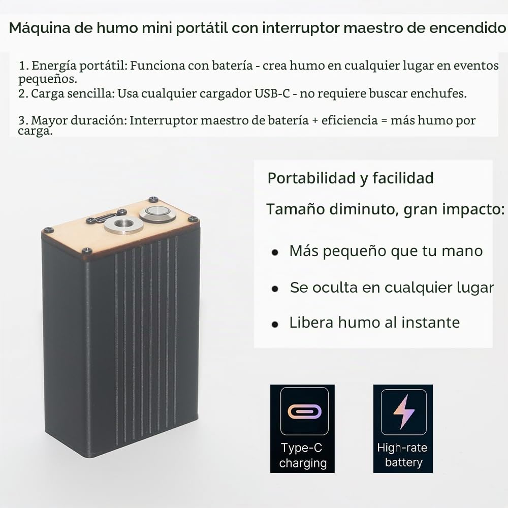 Mini máquina de niebla para fiestas al aire libre, portátil, ligera, humo, pequeña máquina para DJ escenario interior (negro), ML-FMOFOG1