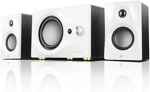HiVi-Swans M10 Plus - Altavoz blanco para estantería, altavoces de computadora alimentados por Bluetooth con subwoofer 2.1, sistema estéreo de
