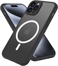 PinLiSheng iPhone 15 Pro Case, MagSafe Compatible, US Military MIL Standard, Magnetic Phone Case, iPhone 15 Pro, Matte, Semi-Transparent, Shock Absorption, Anti-Fingerprint, Wireless Charging, White