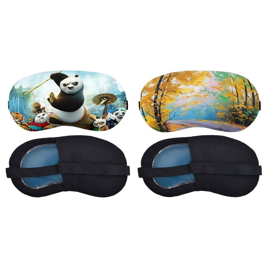 Aoxeria Kung Fu Panda, Autumn Forest Path Sleeping Eye Mask Combo, Soft Comfortable Light-Blocking Eye Cover for Women, Men & Kids, Reusable Blindfold for Night Sleep, Nap, Travel, Flight (Pack of 2)-image-37