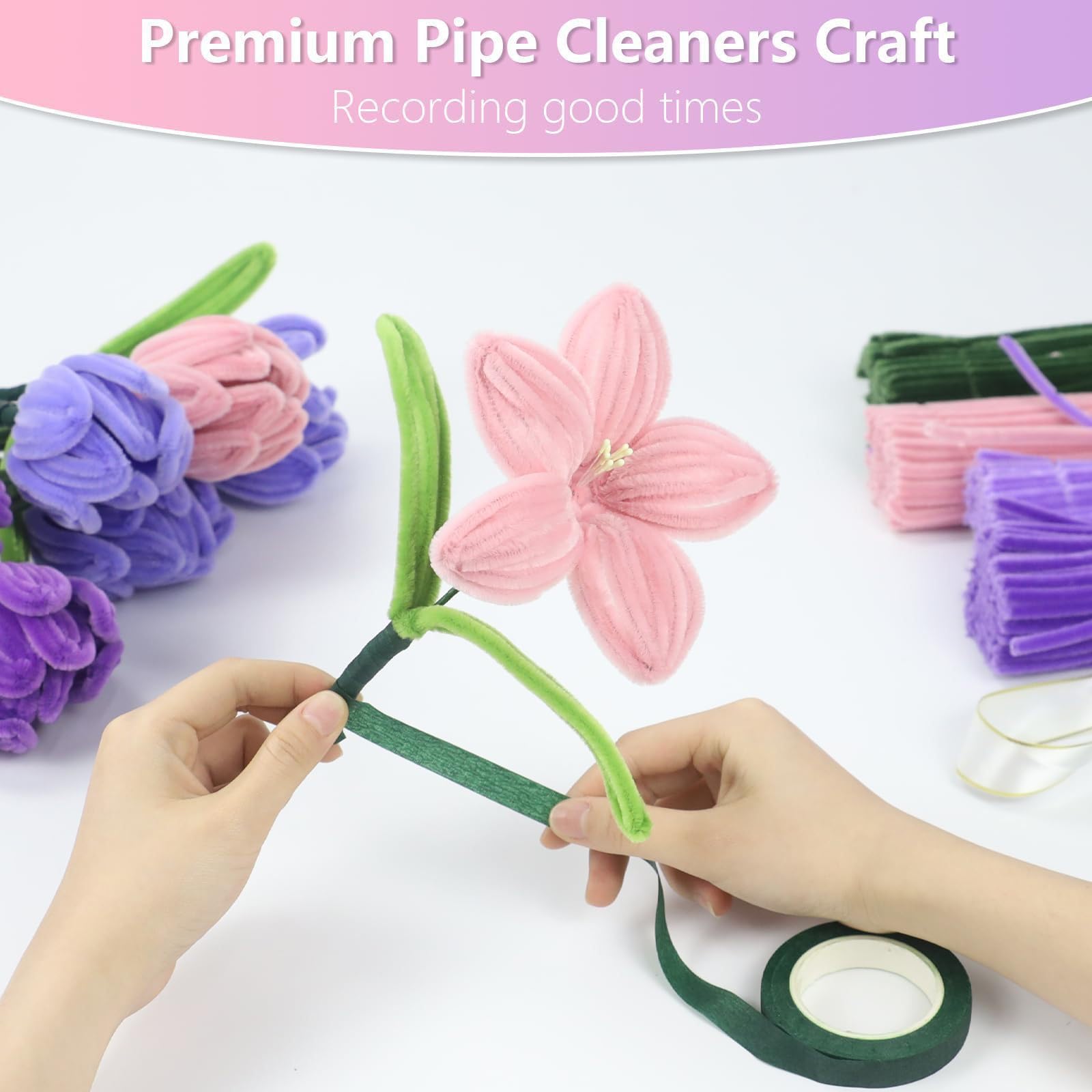 DIY Flores Set Limpiador de Pipas 800 Piezas Kit DIY Ramo de Flores