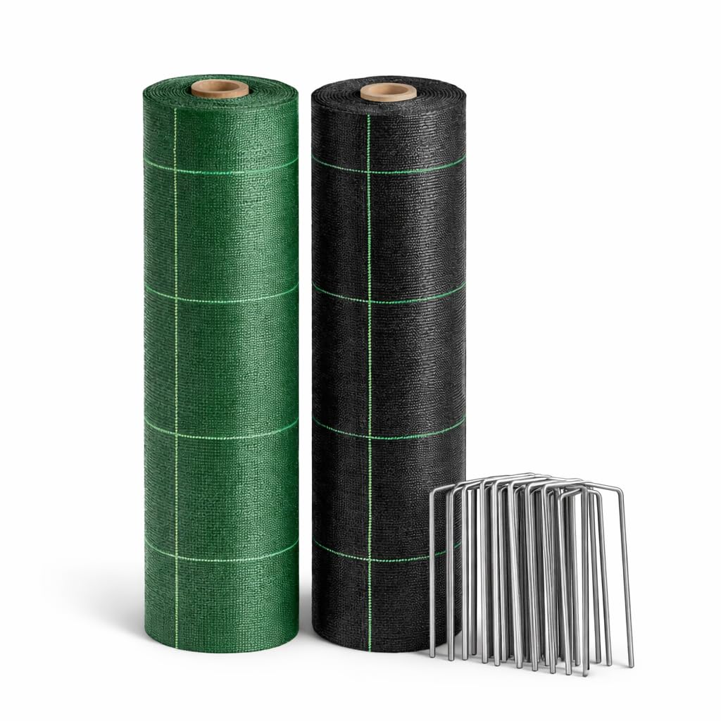 Pinto FERRAMENTA Telo Pacciamatura 100 g/m² Professionale Anti Erbacce Tessuto Resistente Riutilizzabile Drenante Verde o Nero per Orto Giardino Aiuole e Uso Agricolo Anti UV (1.5x50mt, Nero)