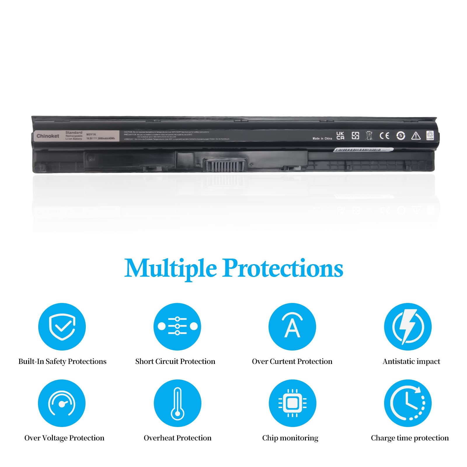 M5Y1K Batería para DELL Inspiron 3451 3452 3551 3552 3558 3462 3465 3467 3565 3567 5451 5452 5455 5458 5551 5552 5558 5559 5755 5758 Latitud 3470 3570 Vostro 3558 3559 40Wh/14.8 V/3000mAh