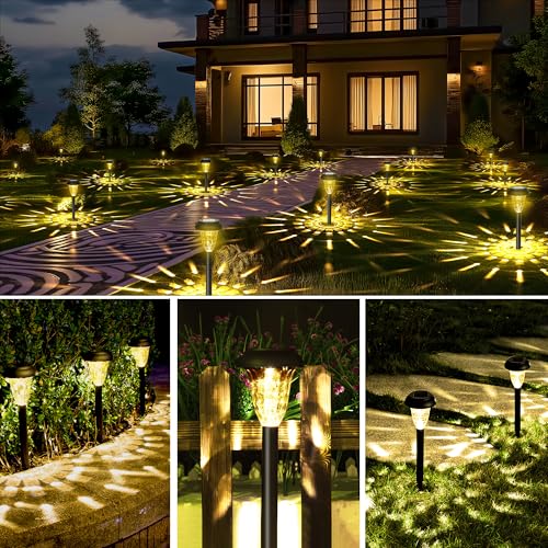GIGALUMI 12 Pack Solar Light Outdoor Waterproof, Warm White Pathway Lights Solar Powered, Landscape Lighting, Garden Lights for Decor, Patio, Garden, Yard, Pathways, Walkway - Thumbnail 3