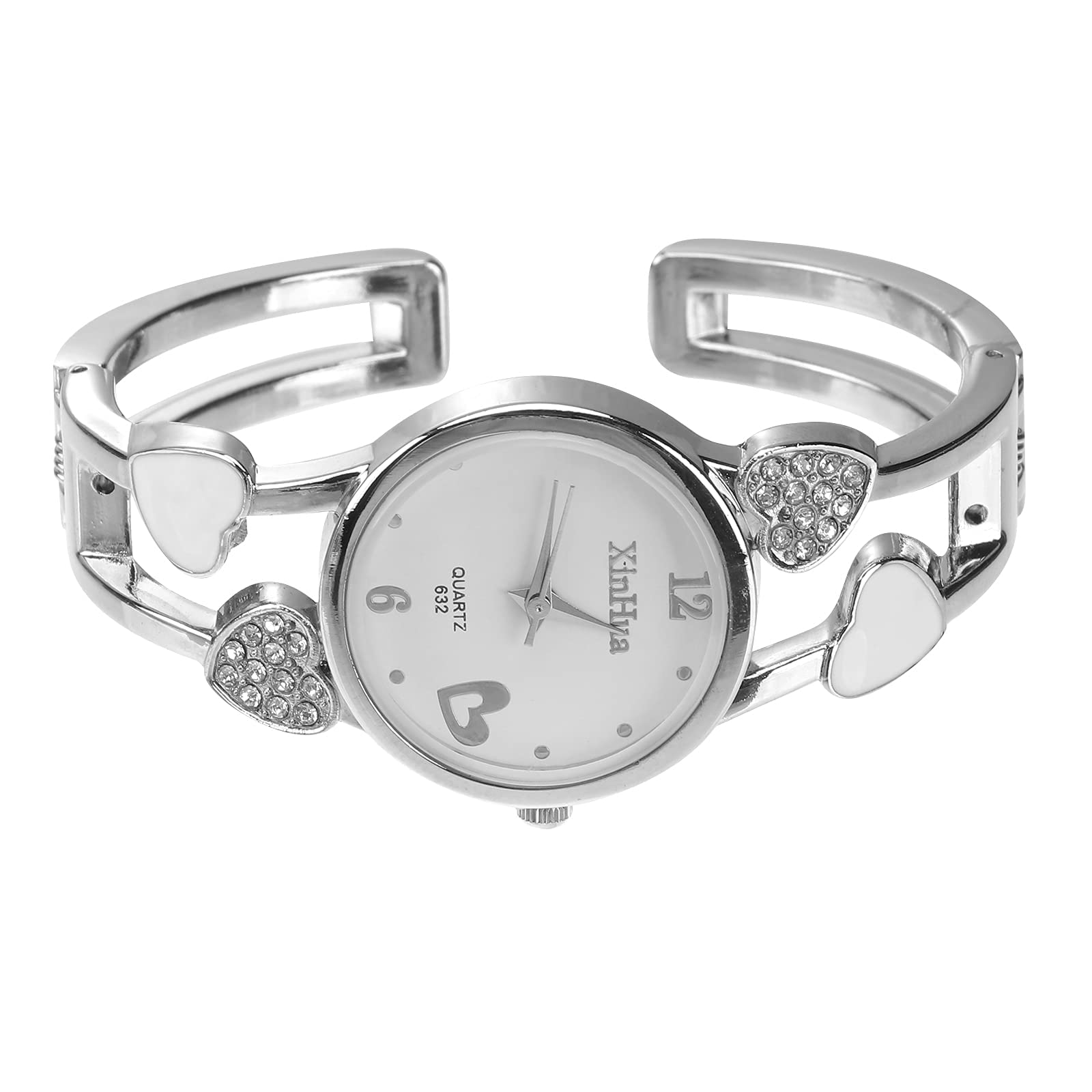 Women Watch- Ladies Watches Fashion Crystal Rhinestone Diamond Watches Valentines Gifts for Her Stainless Steel Wristwatch Quartz Watch for Women Girls White
