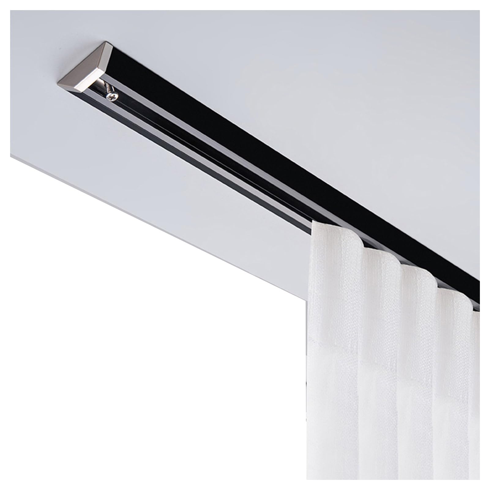 Aluminum Alloy Ceiling Curtain Track Double Rail Set – 190cm (74.8in) Gray Silent Curtain Rod - View #8