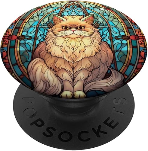PopSockets de cristal de colores de gato persa PopGrip estándar
