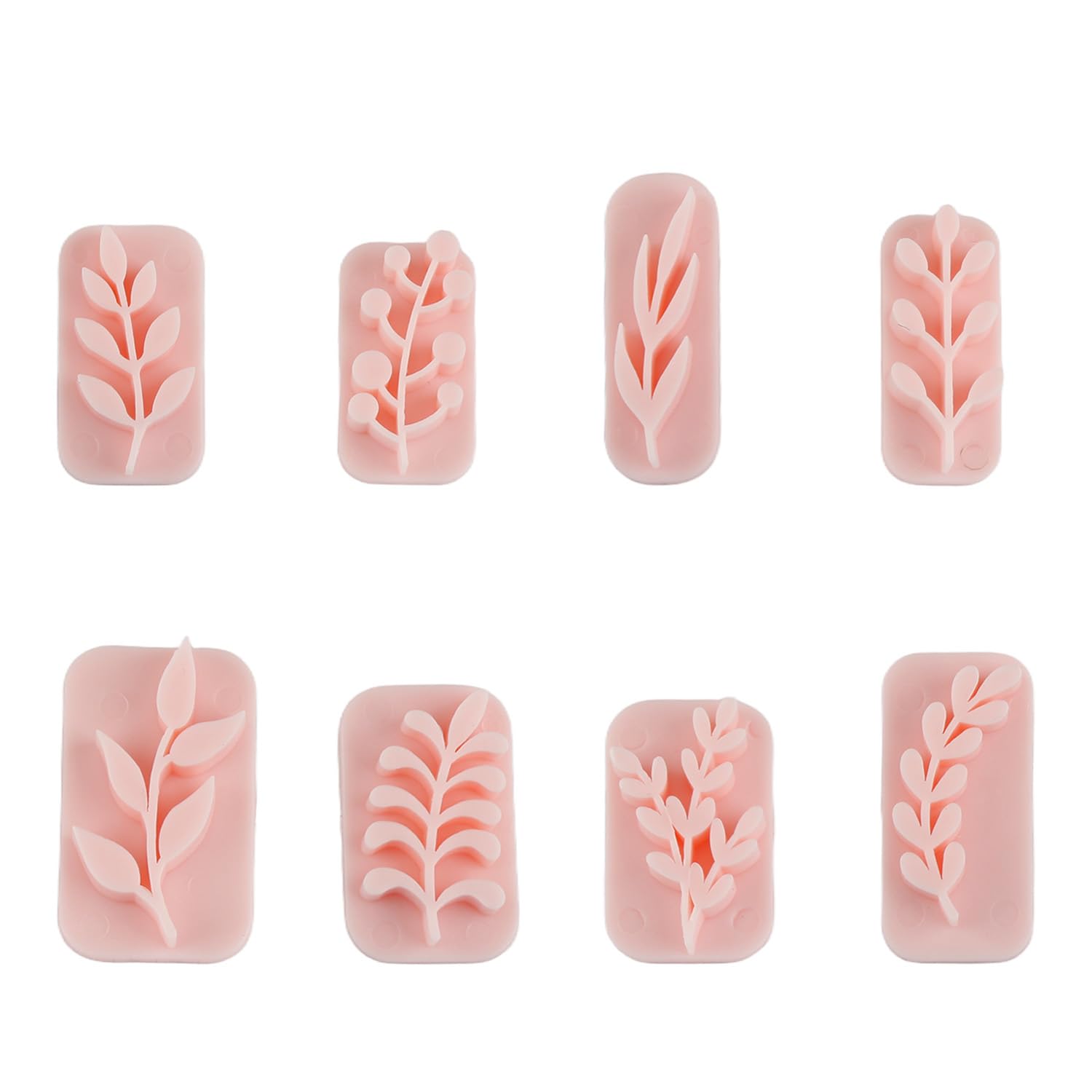 Tabanzhe 8Pcs Leaves Clay Stamps, Polymer Clay Texture Sheet & Leaf Shape Cutters,8 Shapes Floral Clay Texture Mat for Jewellery Making & DIY Crafts