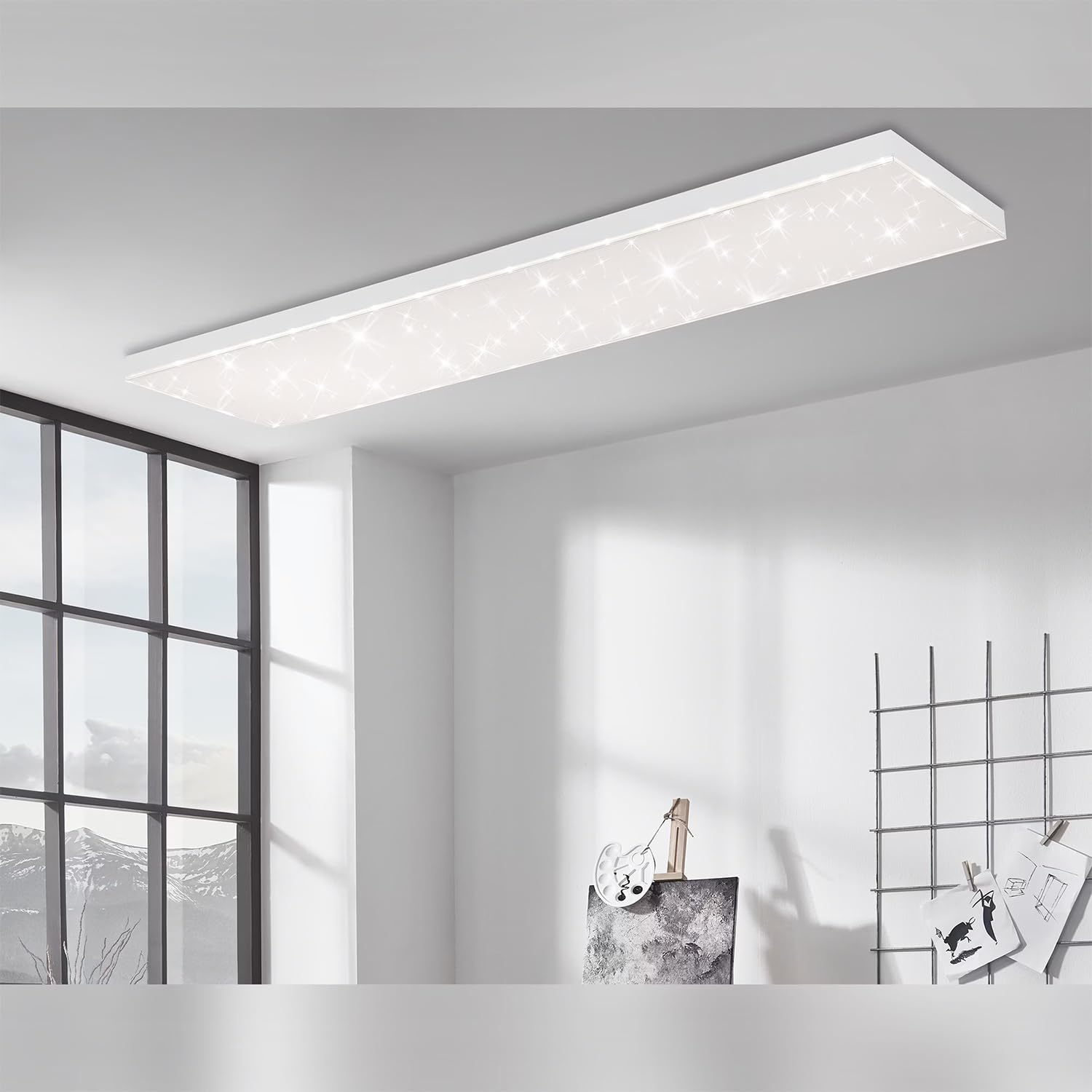 BRILONER Leuchten - Pannello a LED, plafoniera dimmerabile, lampada da soffitto con bordo luminoso, regolazione della temperatura di colore, 38 watt, 3.800 lumen, bianco, 1195x295x69mm