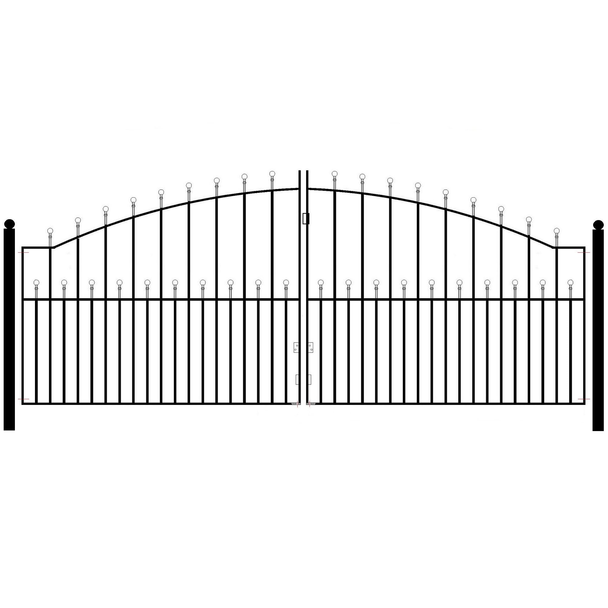 Manor Ball Top Metal Arched Driveway Gates Galvanised Wrought Iron Dual Swing Gate (3048mm (10ft) Gap x 1220mm High MAZP19)