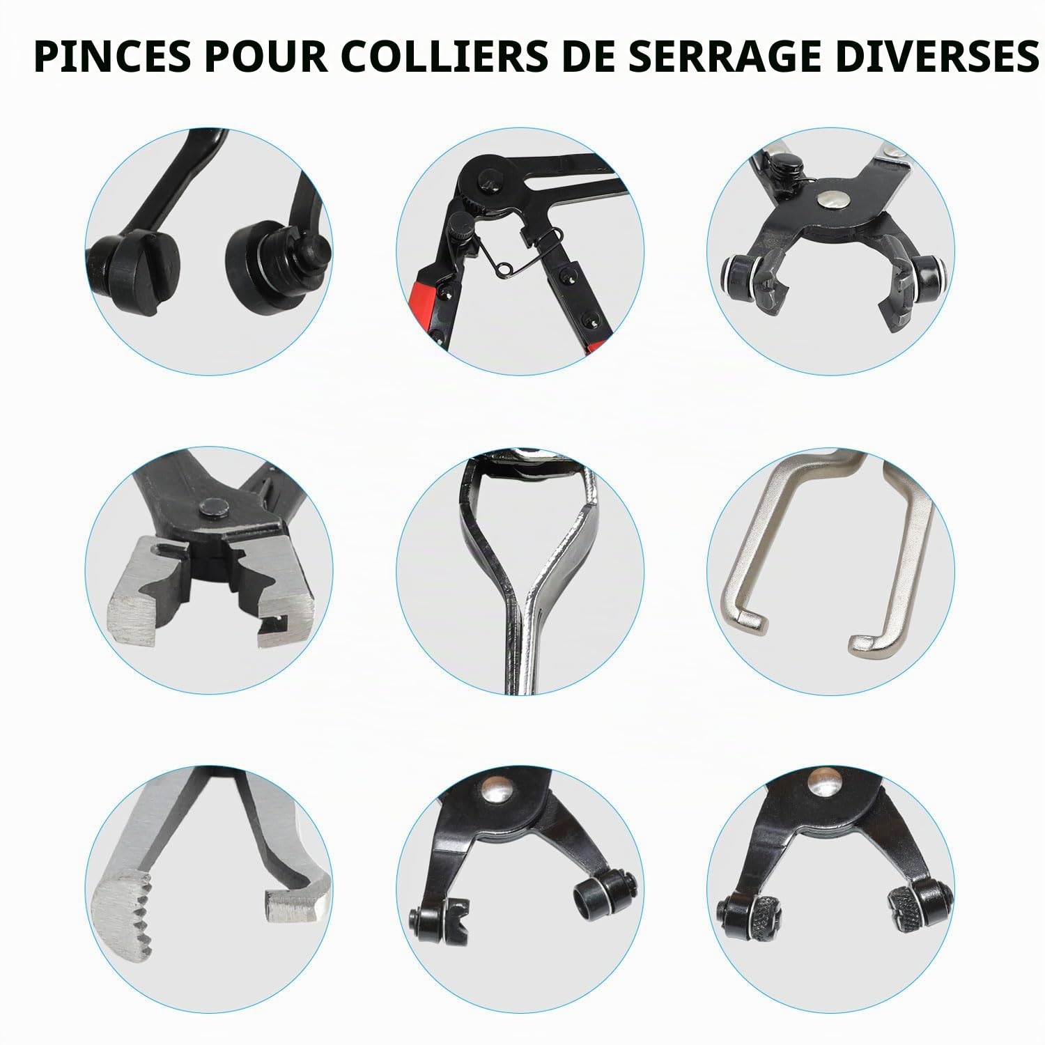 DPTOOL 15 PCS Pince pour Collier de Serrage de Flexible de Voiture pour tuyau de refroidissement automobile, radiateur, tuyau d'eau, conduites de carburant, avec 2 pinces de déconnexion électrique