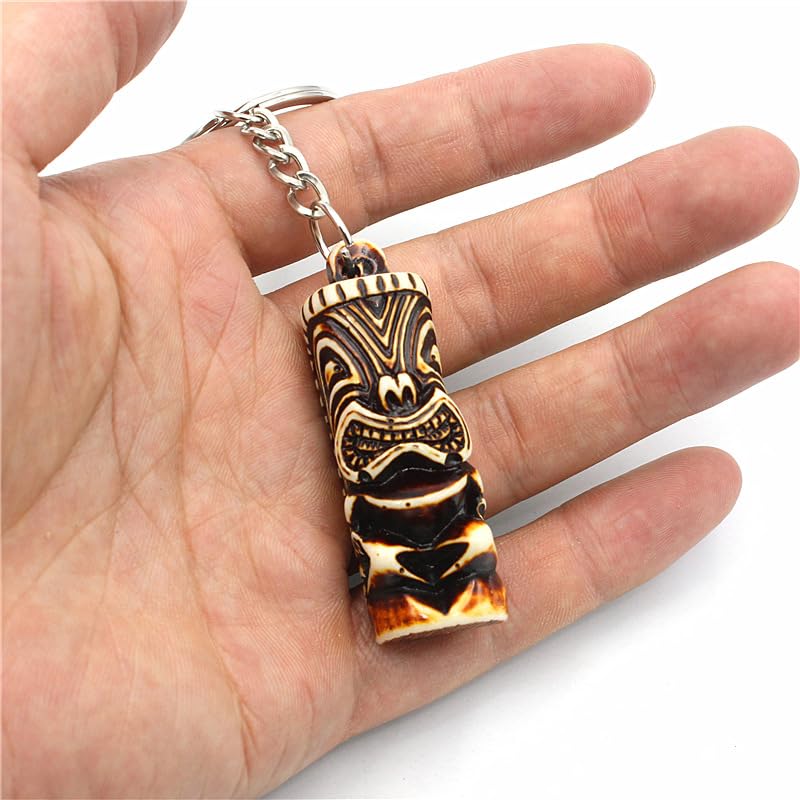 Hawaiian Tiki Resin Protection 3D Amulet Lucky Pendant Keychain Handmade Gifts Boho Car Keys Bag Accessories