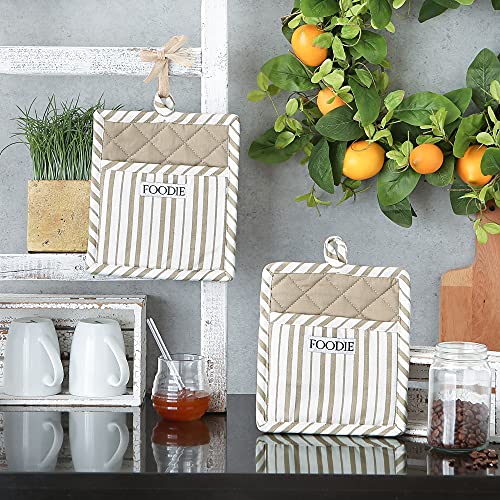 Dii Kitchen Collection, Gourmet Chef, Potholder Set, Striped Mushroom #TOP3