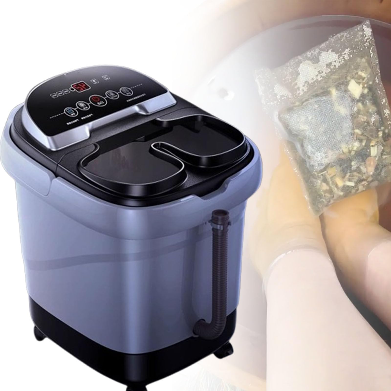 Pediluvio elettrico, spa per i piedi e massaggiatore, rullo per i piedi, 6 rulli per massaggio automatico, termoregolazione, con funzione di massaggio automatico, allevia il dolore ai piedi