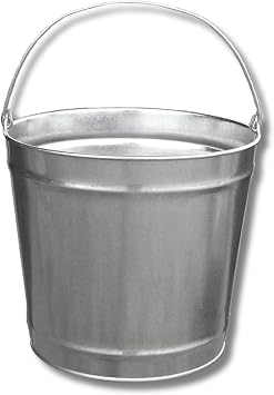 12 Quart or 2.5 Gallons Galvanized Metal Pail Bucket with Handle, 10.25" Diameter, Single Seam Construction - Single