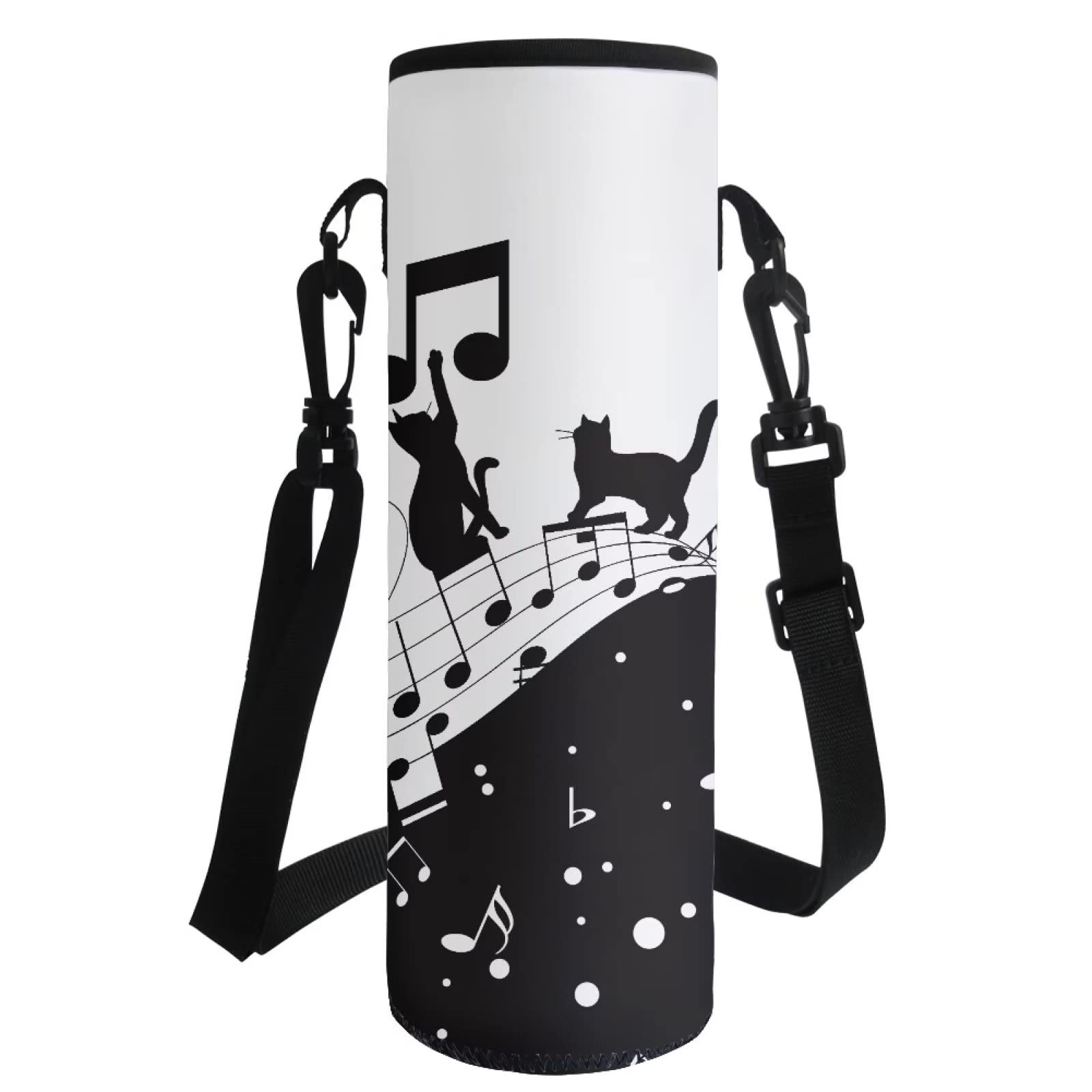 COEQINE Music Print Watter Bottle Holder With Adjustable Shoulder Strap for Travel Accessories Women Girls