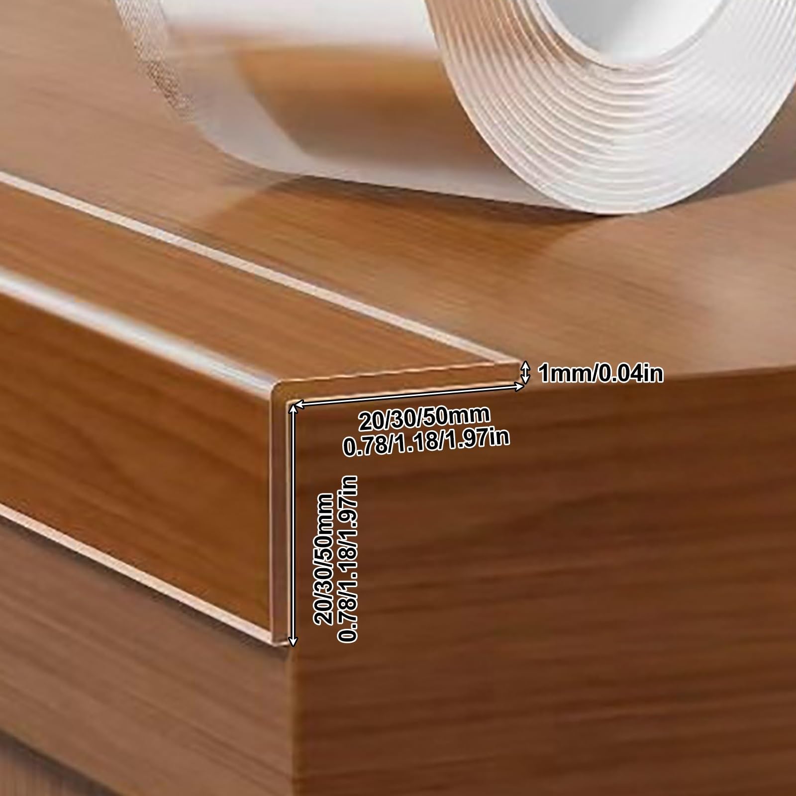 Möbel-Eckenschutz, Transparenter PVC-Kantenschutz, selbstklebend, 3–20 m, for Glas-Schreibtischschrank, Arbeitsplattenregal(W:2cm/0.8in,20m/65.6ft)