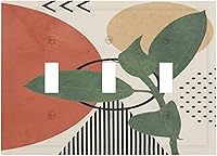 Vista 73 de Mid Century Morden Boho - Placa de pared para interruptor de luz dúplex de 1 banda, placa frontal decorativa eléctrica para receptáculo para baño